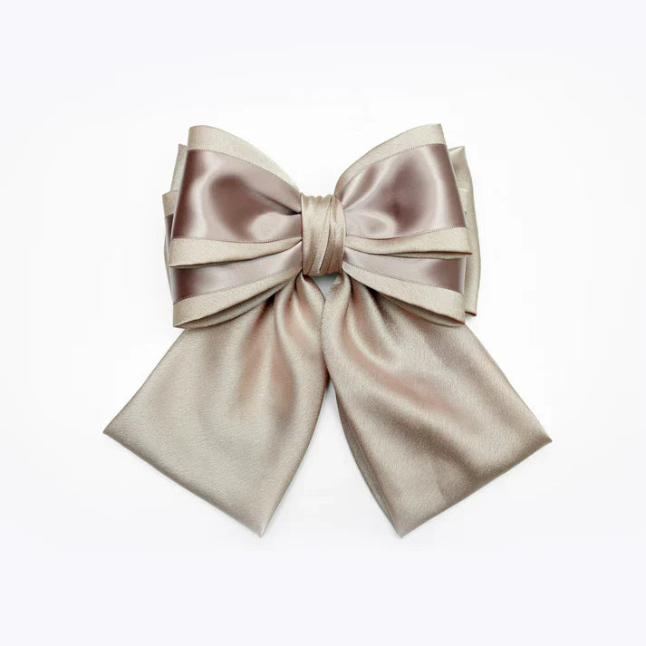 Soft Satin Bow Clip with Satin Ribbon (Golden)