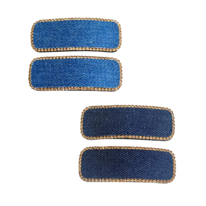 Studded Denim Clips with (Tic Tac) 2 Pairs
